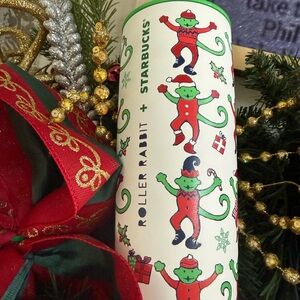 Roller Rabbit + Starbucks Festive Green and Red Tumbler
